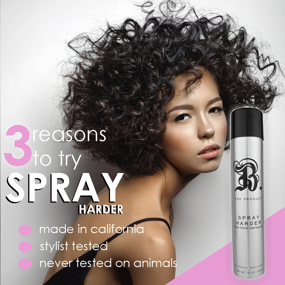 Spray Harder, Firm Hold Hairspray For Volume & Shine, Thermal Protector B. The Product