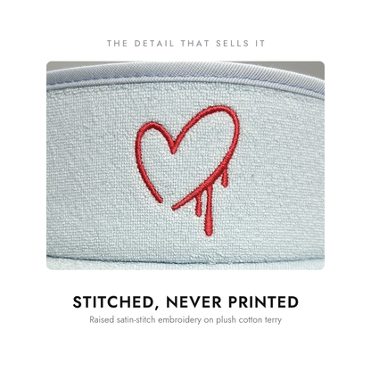 Bleeding Heart Tour Visor | Baby Blue Golf Visor | Made in USA