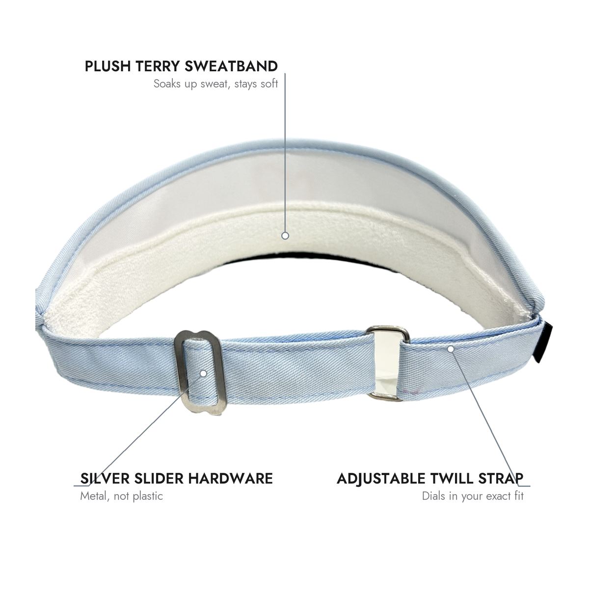 Bleeding Heart Tour Visor | Baby Blue Golf Visor | Made in USA