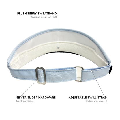 Bleeding Heart Tour Visor | Baby Blue Golf Visor | Made in USA