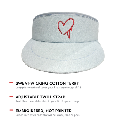 Bleeding Heart Tour Visor | Baby Blue Golf Visor | Made in USA