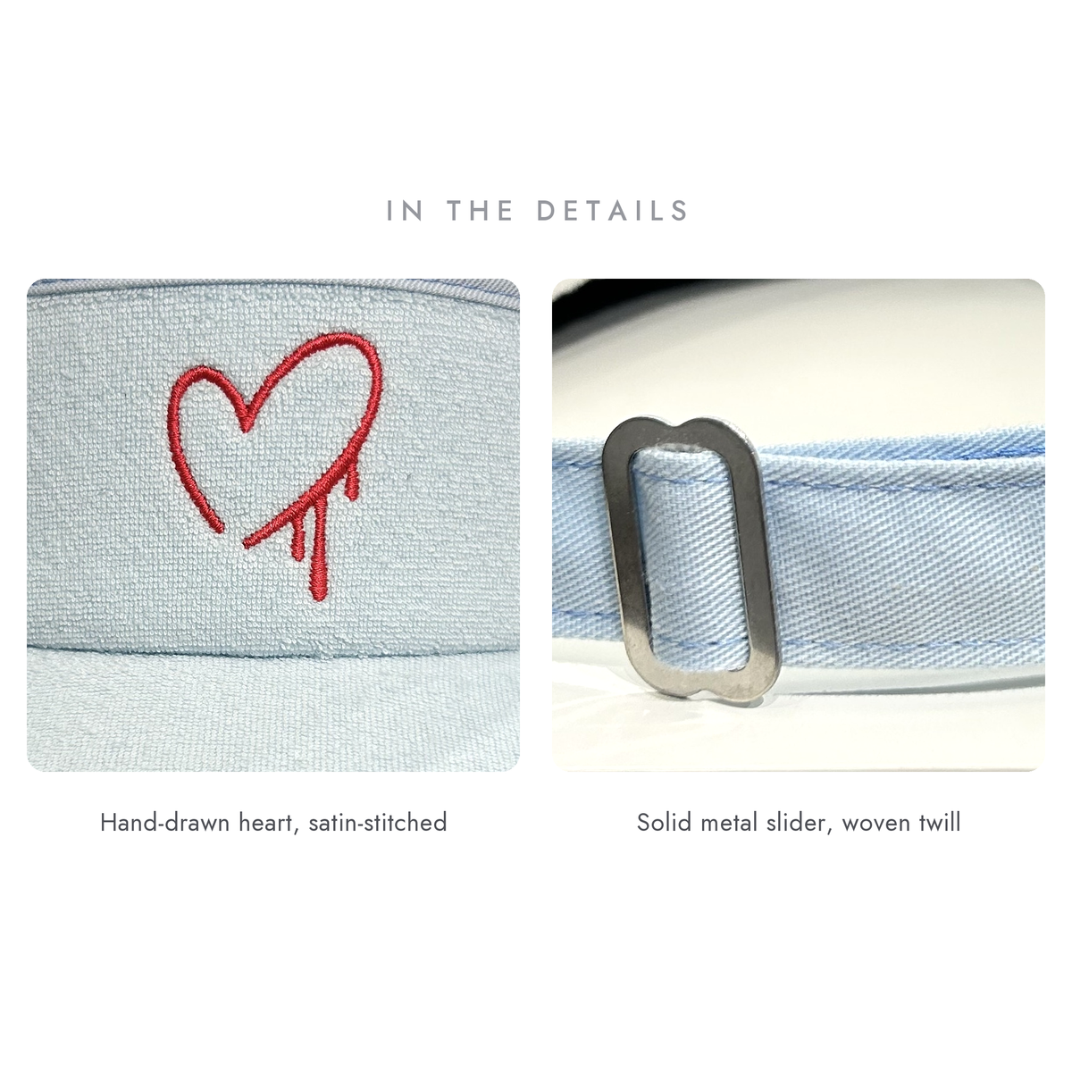 Bleeding Heart Tour Visor | Baby Blue Golf Visor | Made in USA