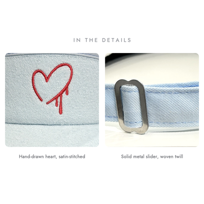 Bleeding Heart Tour Visor | Baby Blue Golf Visor | Made in USA