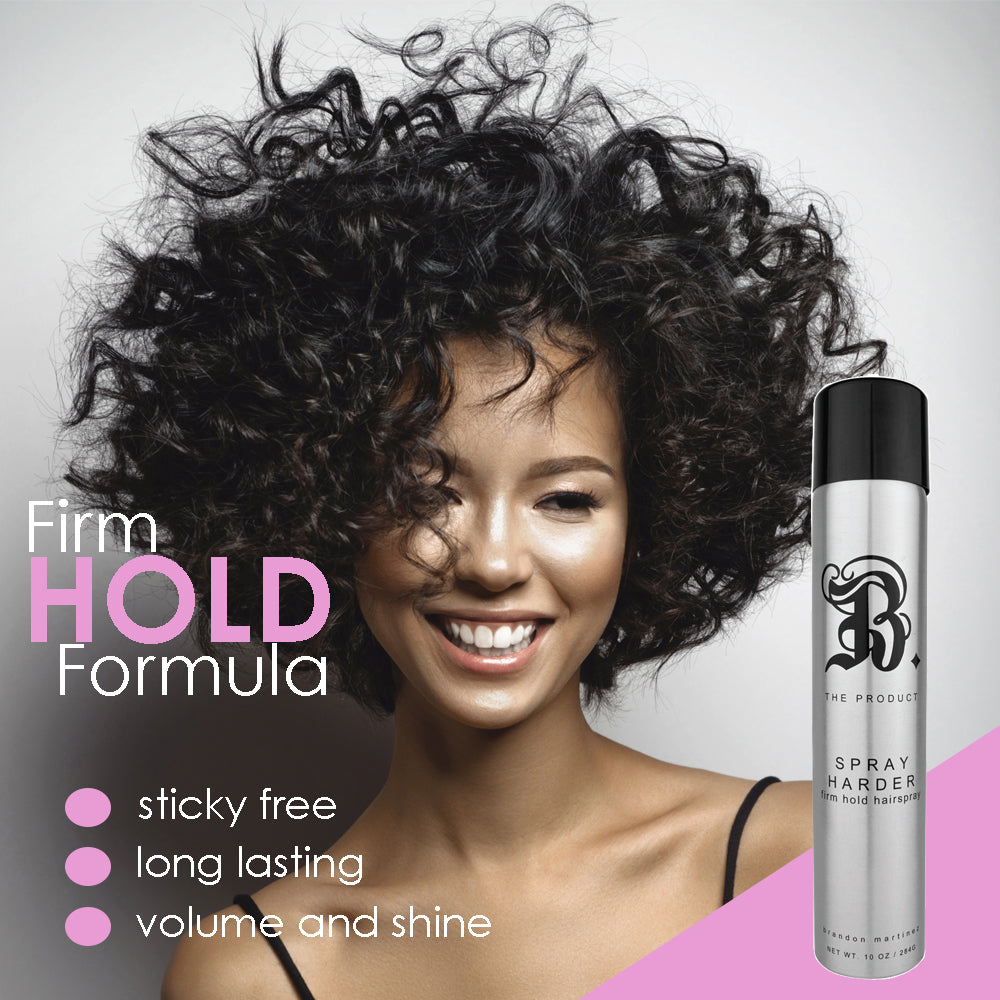 Spray Harder, Firm Hold Hairspray For Volume & Shine, Thermal Protector B. The Product