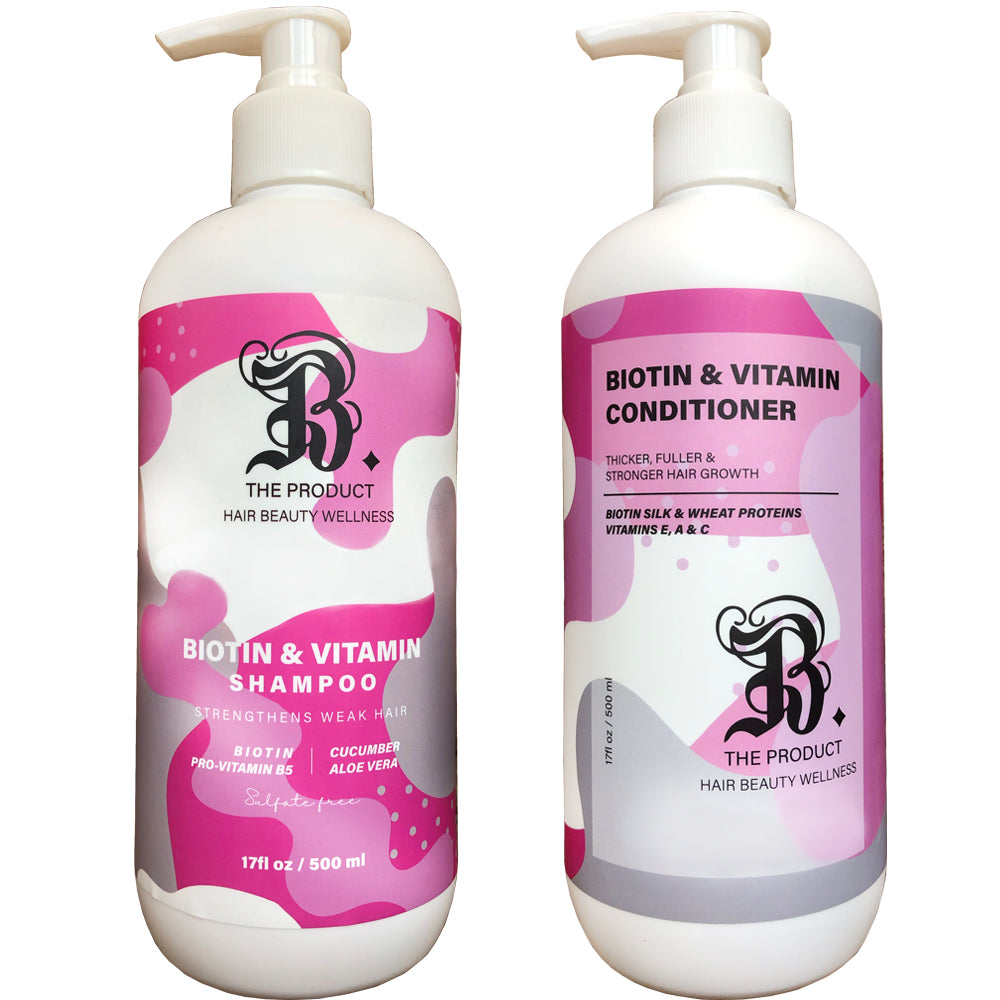 Biotin Shampoo & Conditioner for Hair Growth Set, Thickening Anti Hair Loss Shampoo and Conditioning Treatment Set b the product 17ozX2