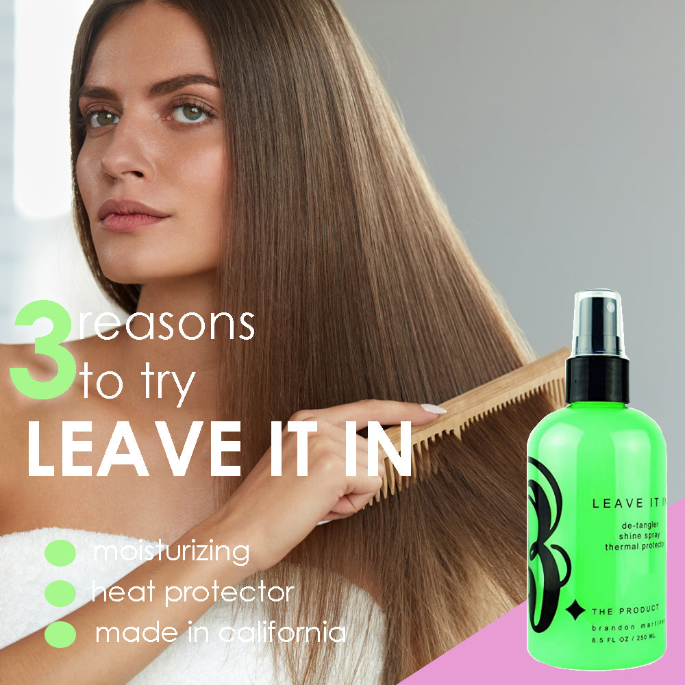 Leave In Conditioner & Thermal Protector For Dry & Damaged Hair, Hydrating Shine Spray & Detangler B. The Product 8oz.